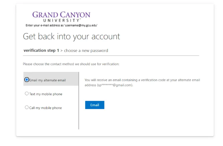 Get back into GCU account